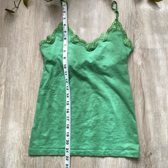 Vintage y2k American Eagle Green Sparkly Lace Trim Camisole Fairycore - Picture 7 of 9